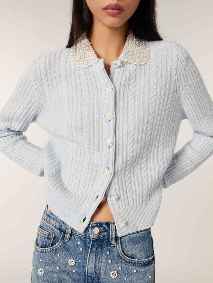 Cardigan con colletto rimovibile