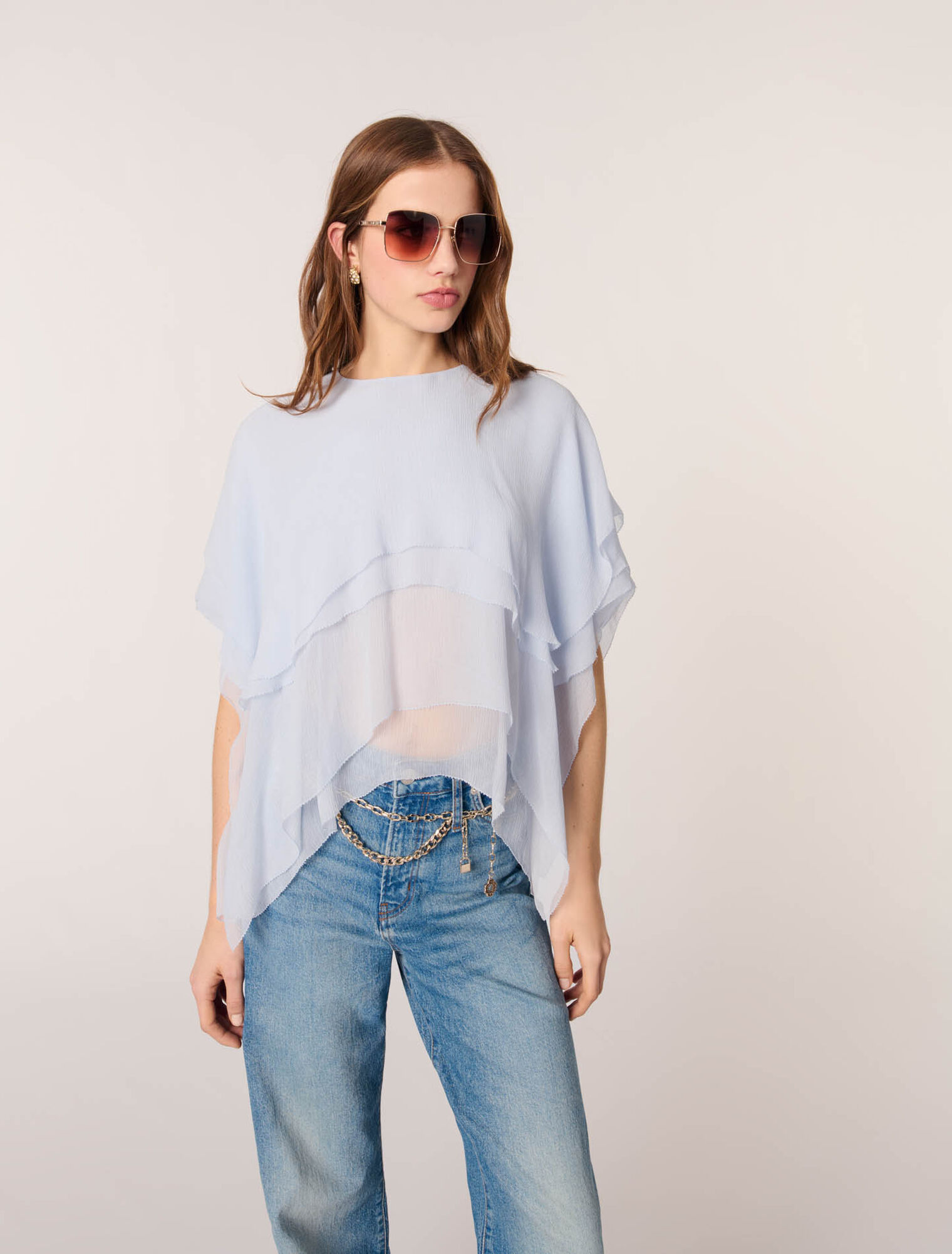 Top in mussola con volant
