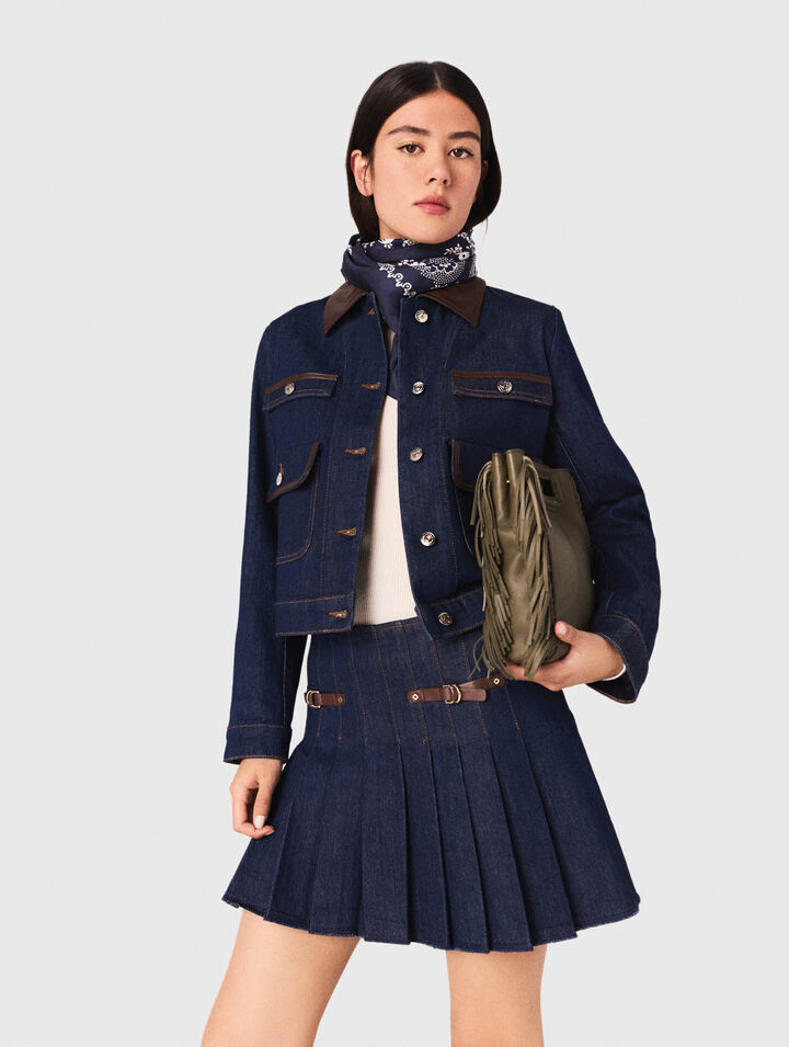 Gonna corta in denim con fodera
