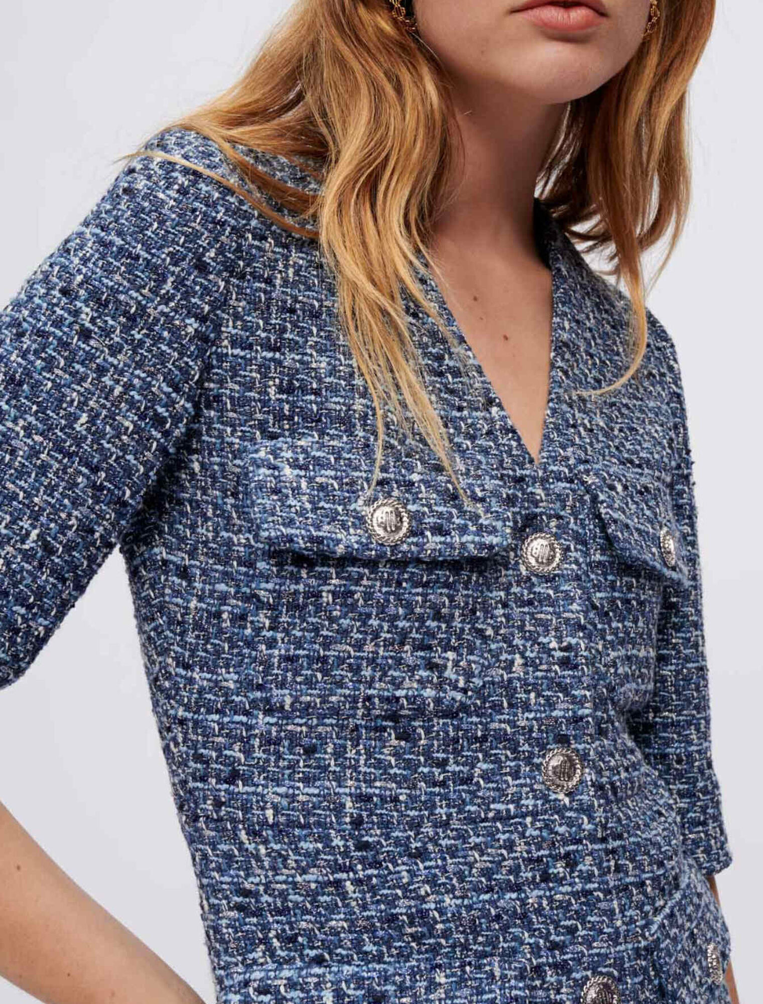 Abito in tweed stretto in vita