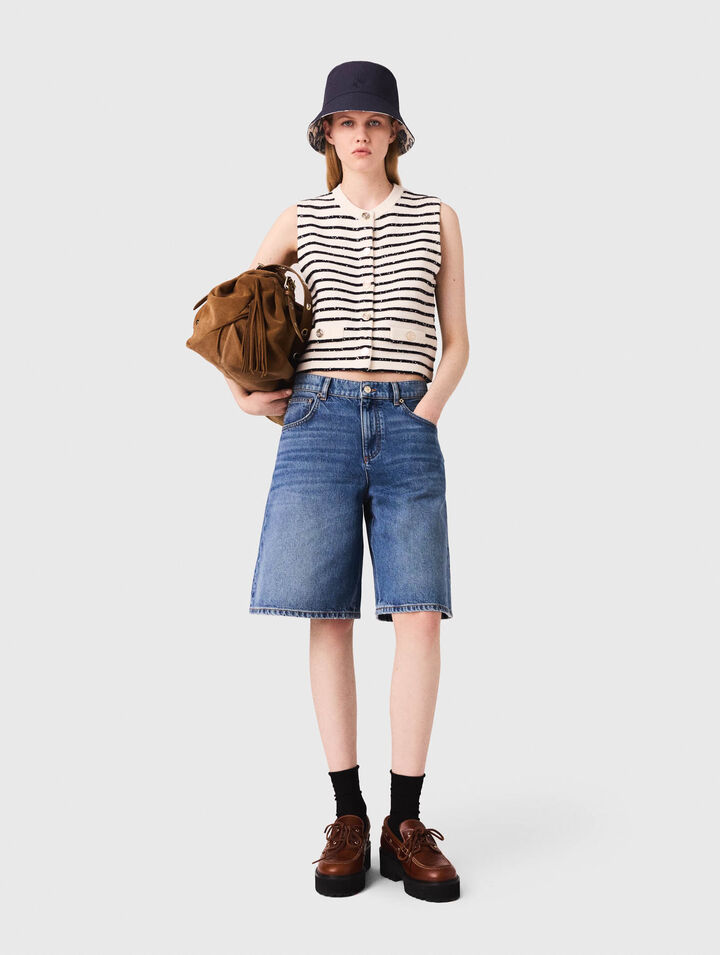 Top a righe in misto lana