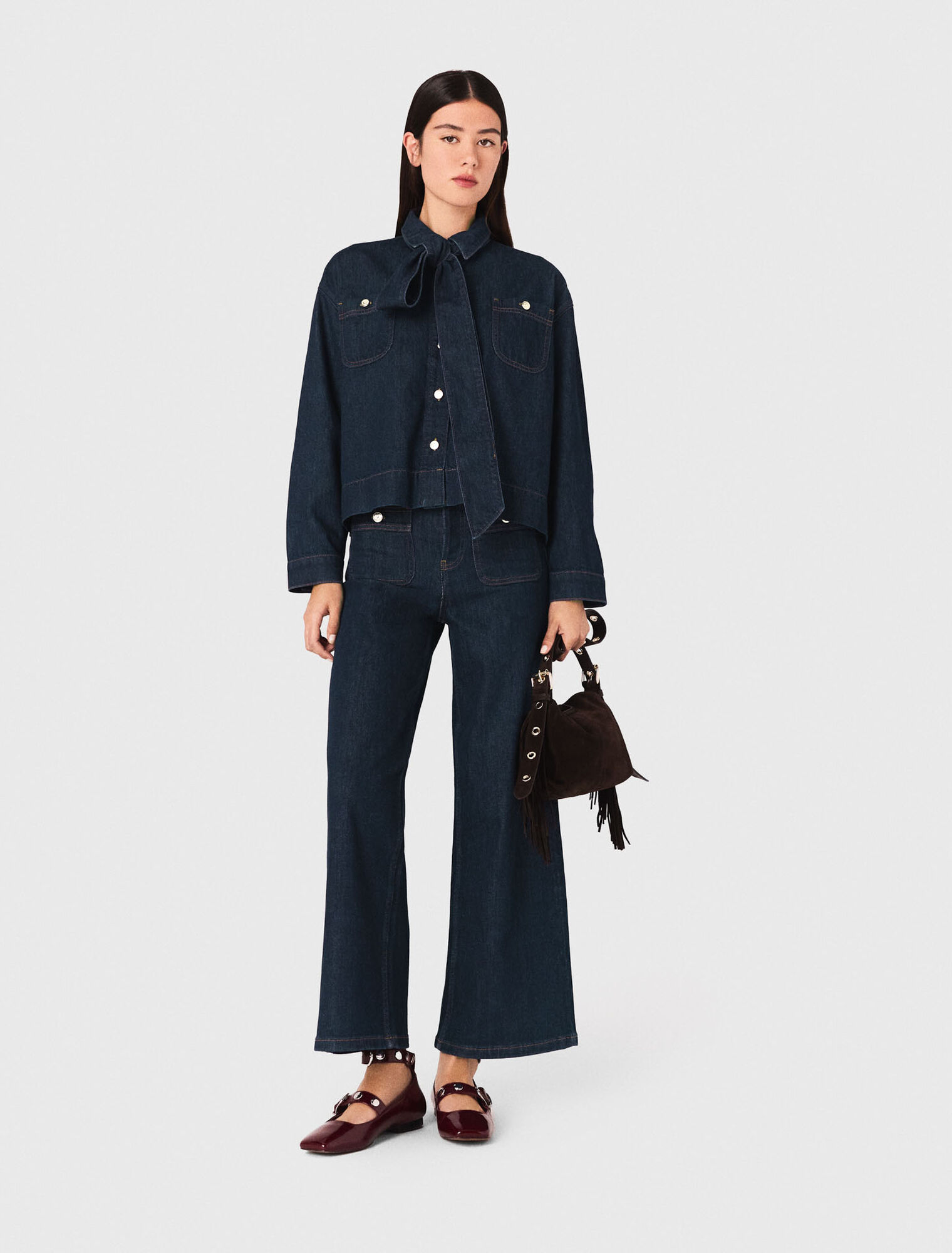 Camicia in denim con lavallière