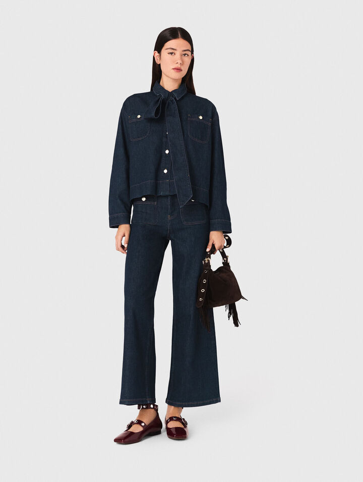 Camicia in denim con lavallière