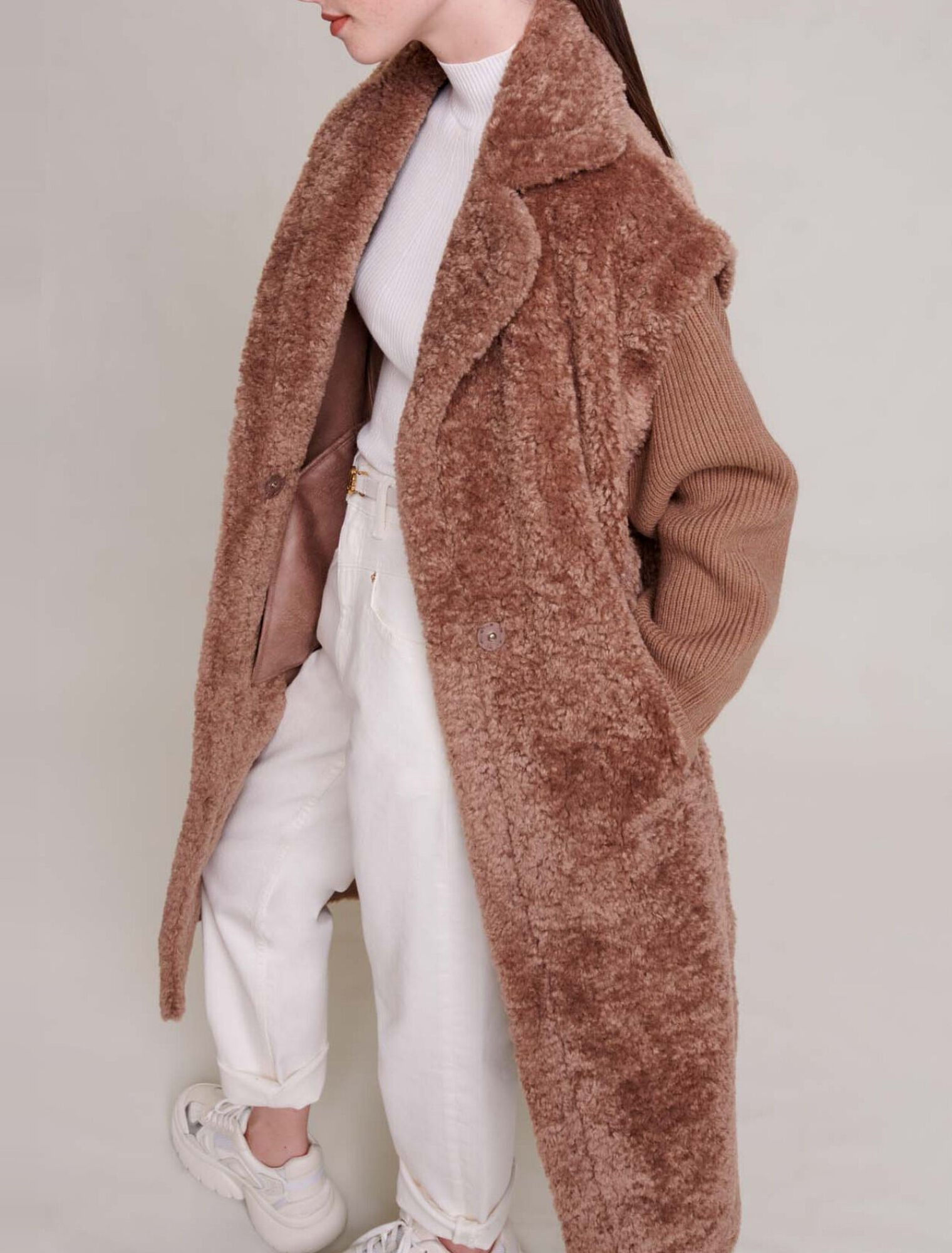 Cappotto lungo in ecopelliccia