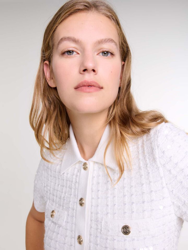 Abito corto in maglia paillettes