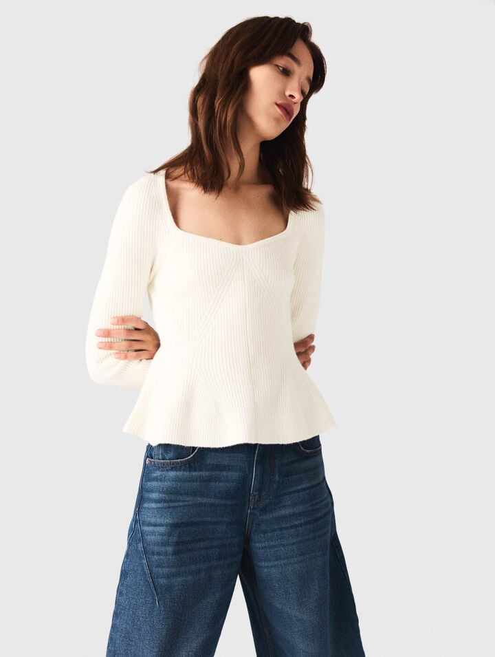 Pullover con vita peplum