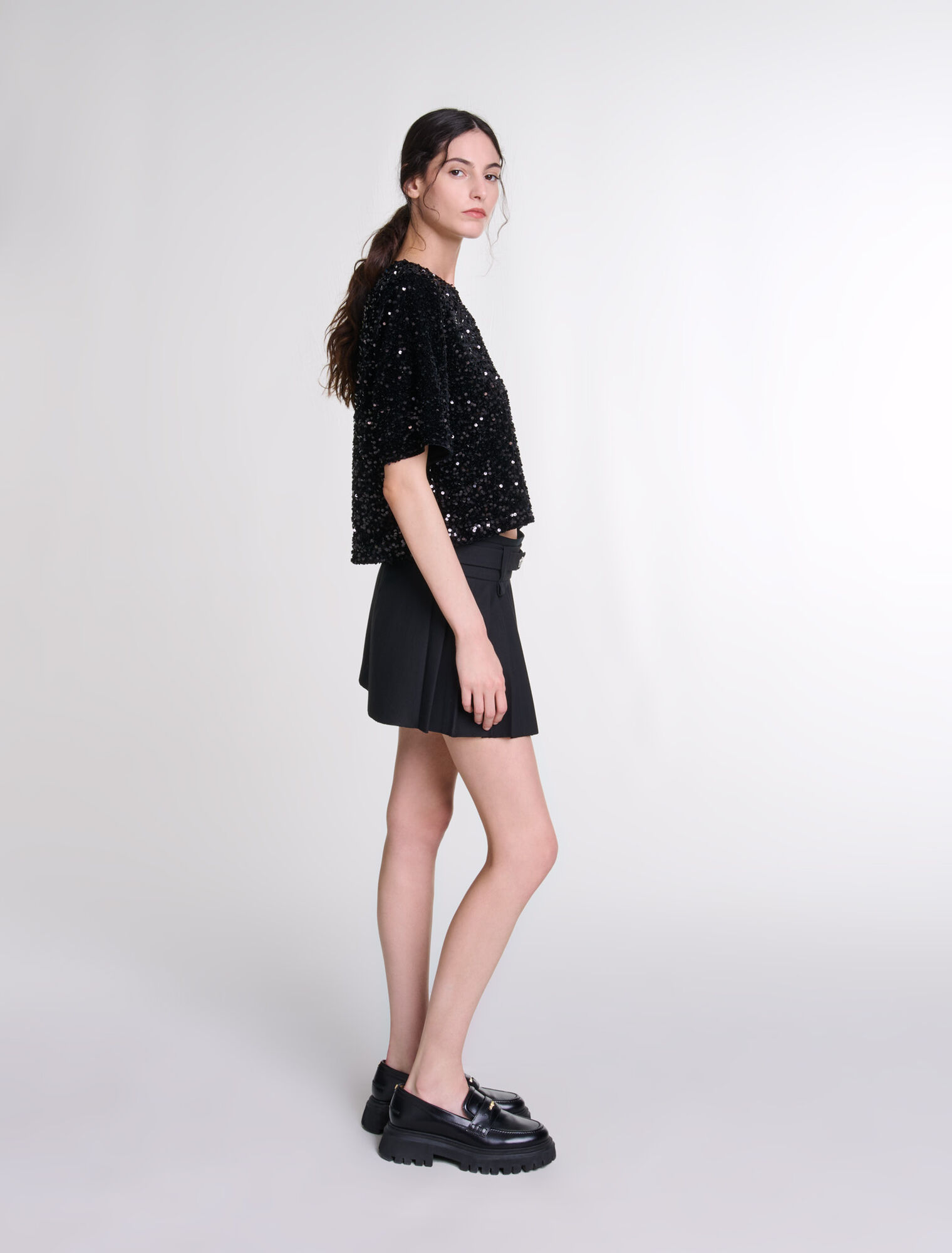 Top in velluto con paillettes