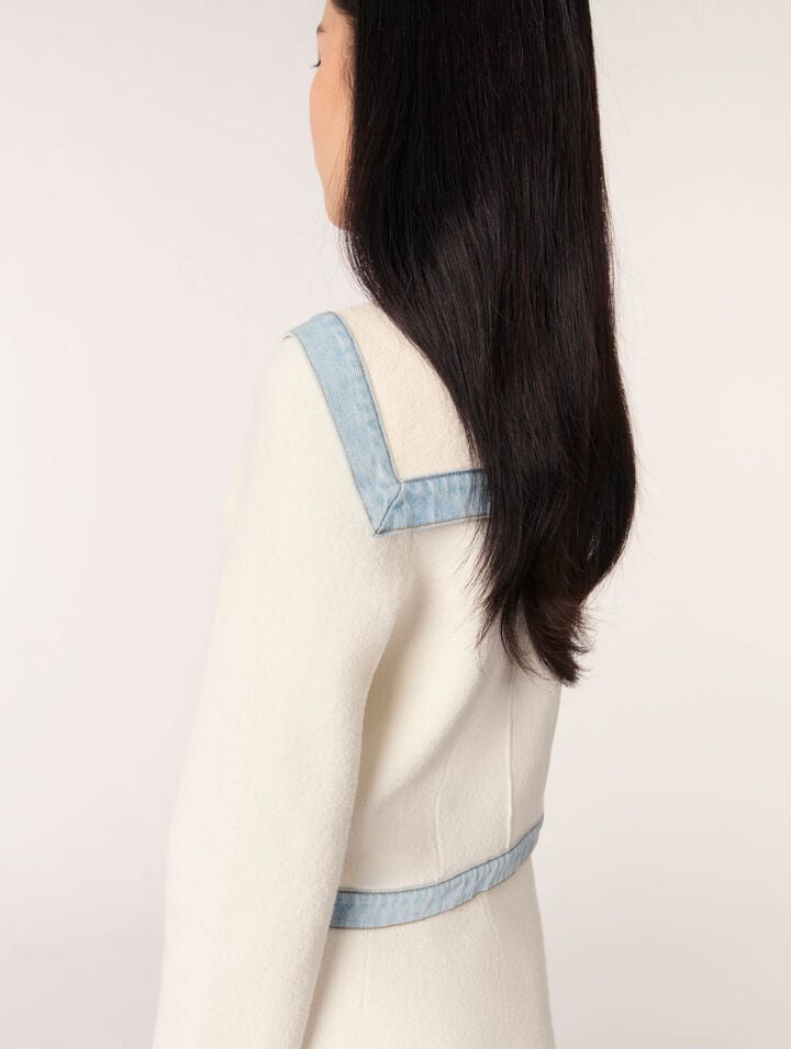 Cardigan colletto marinara e denim