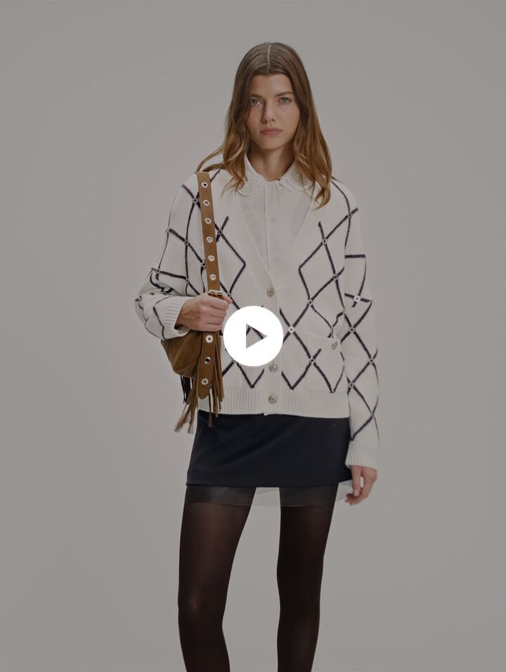 Cardigan in maglia con motivo a rombi