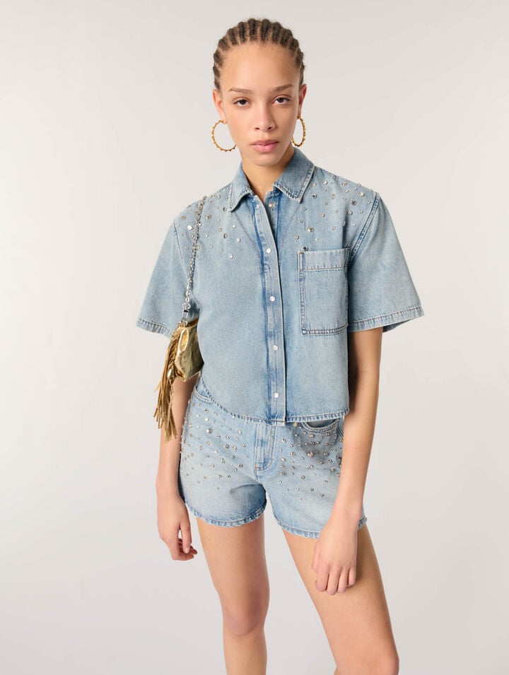 Camicia in denim con borchie