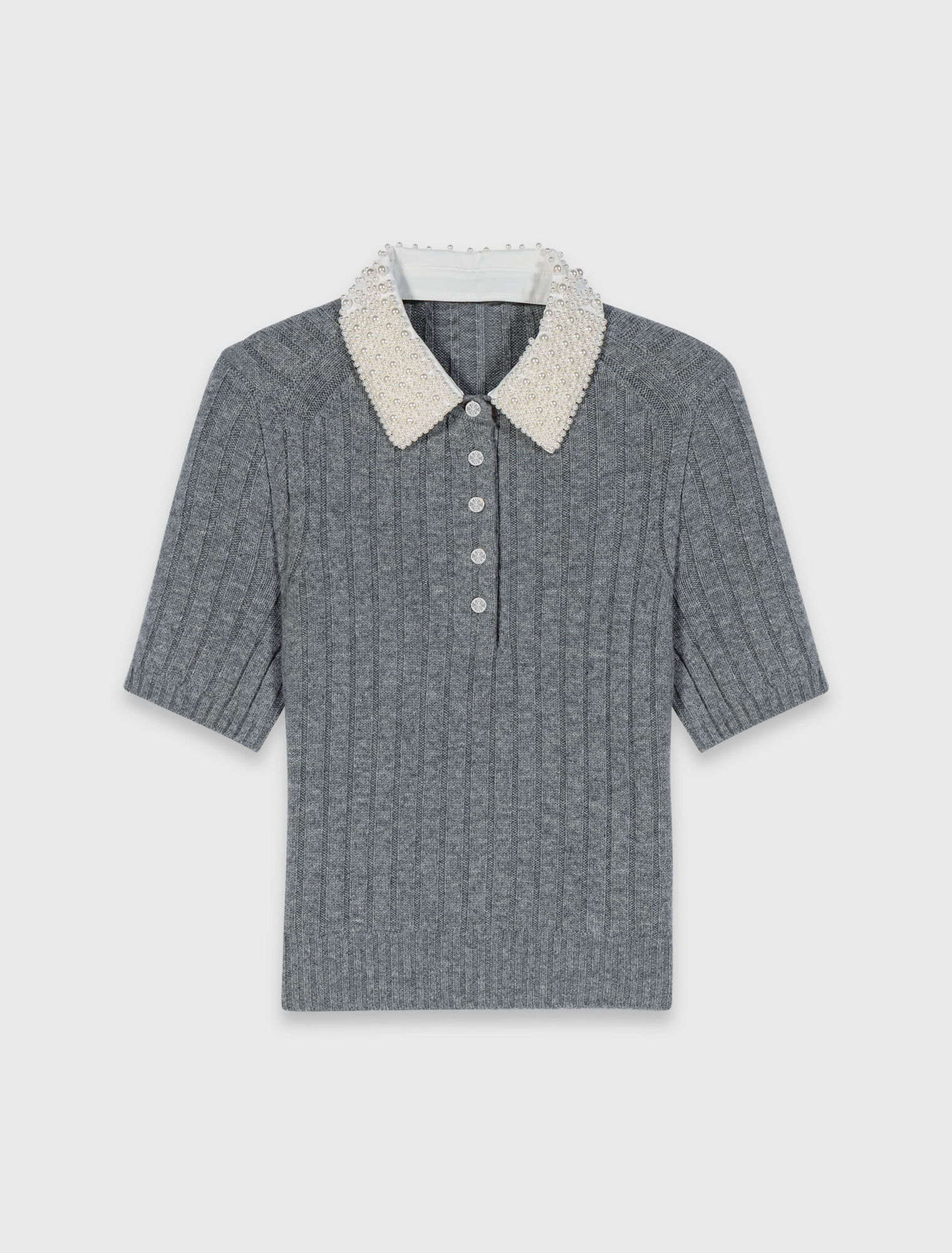 Pullover collo perlato rimovibile