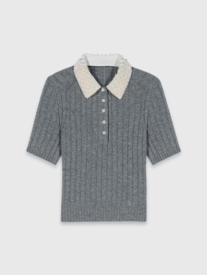 Pullover collo perlato rimovibile