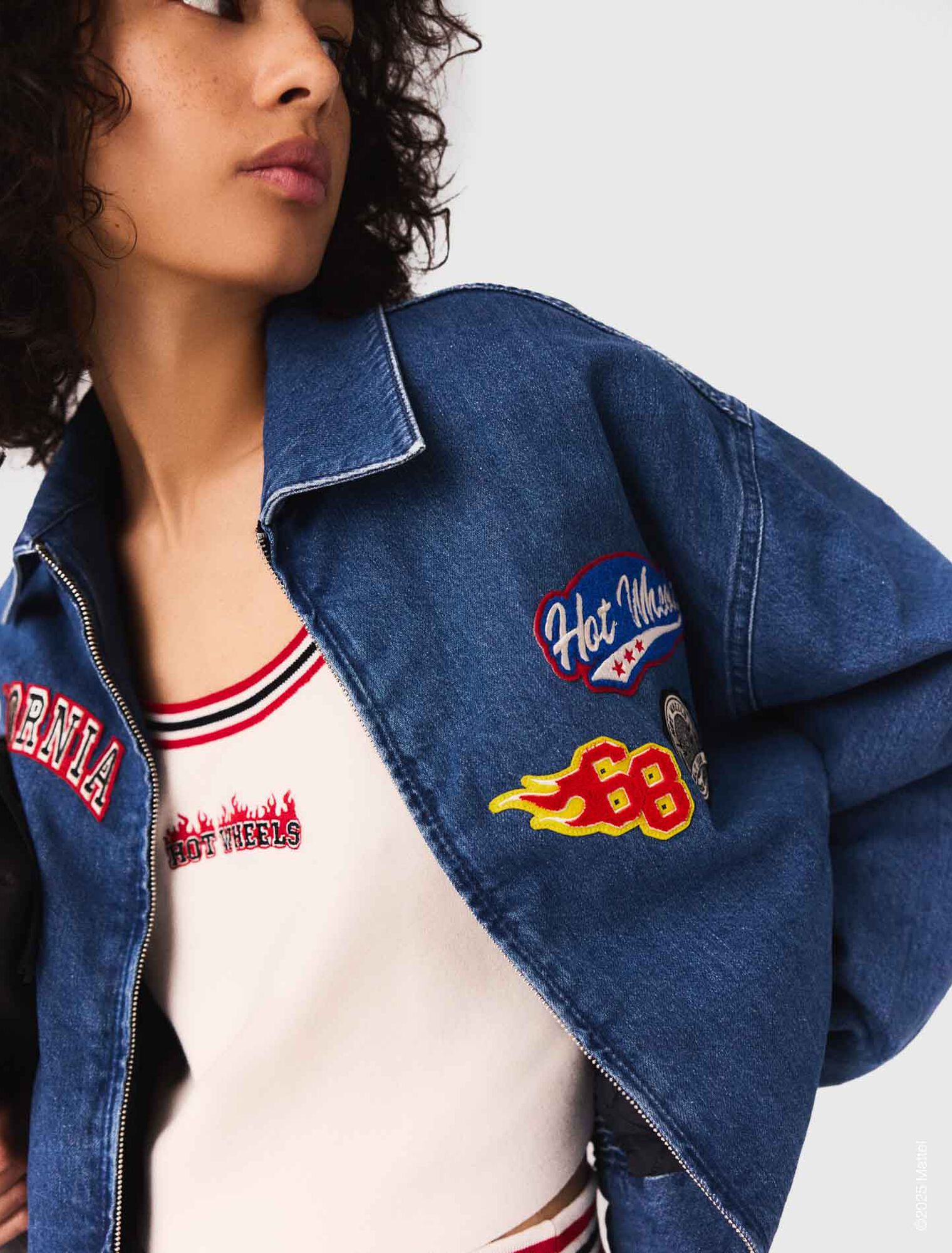 Giacca oversize in denim ricamato