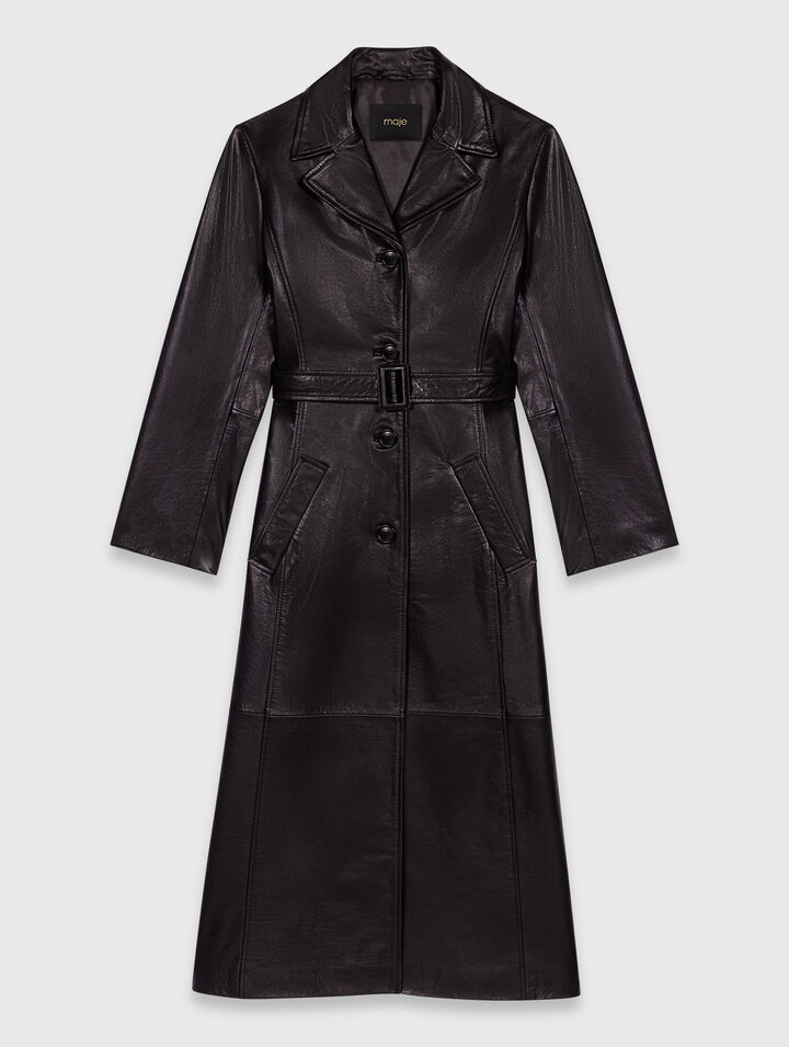 Trench lungo in pelle