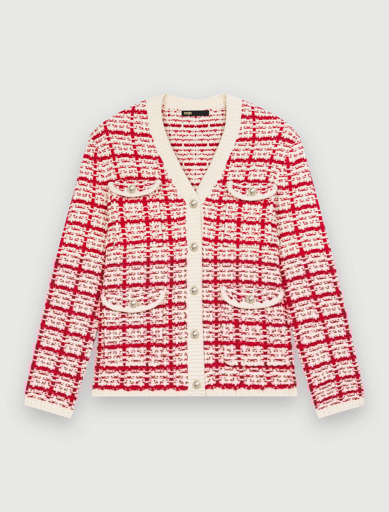 Cardigan in maglia tipo tweed bicolore