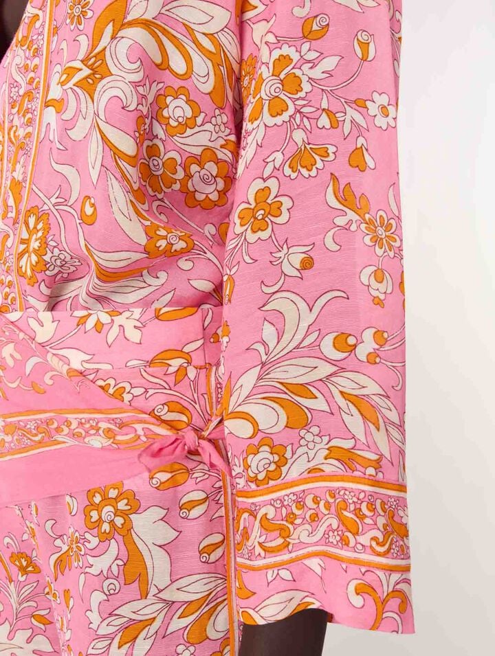 Camicia fluida in lino con stampa