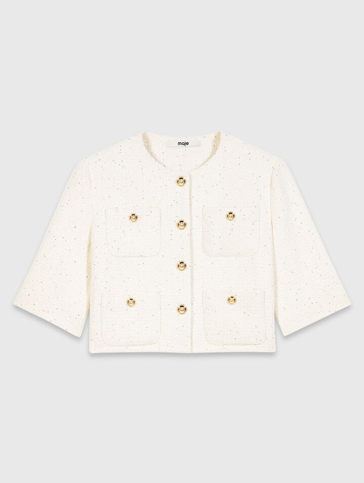 Giacca in tweed a maniche corte