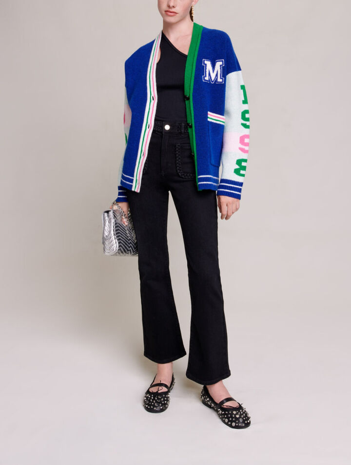 Jeans neri tasche e finiture intrecciate