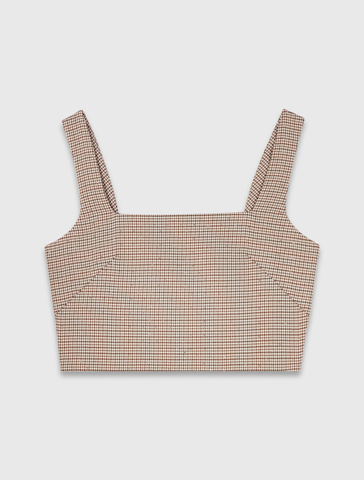 Top a quadri con strass e spalline