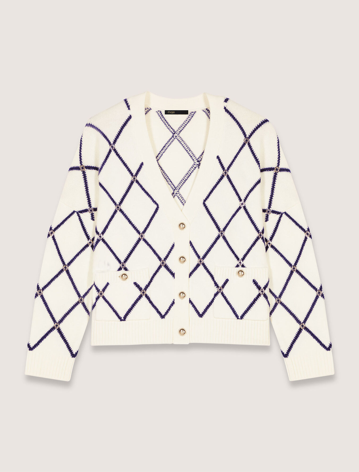Cardigan in maglia con motivo a rombi