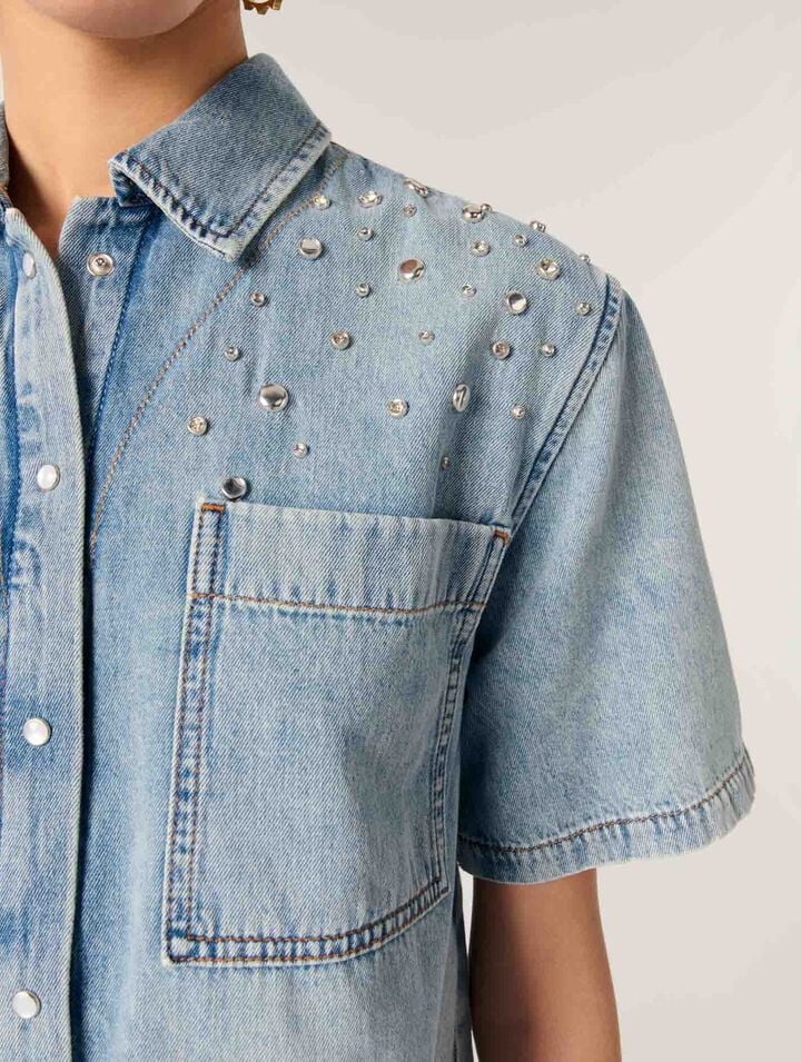 Camicia in denim con borchie