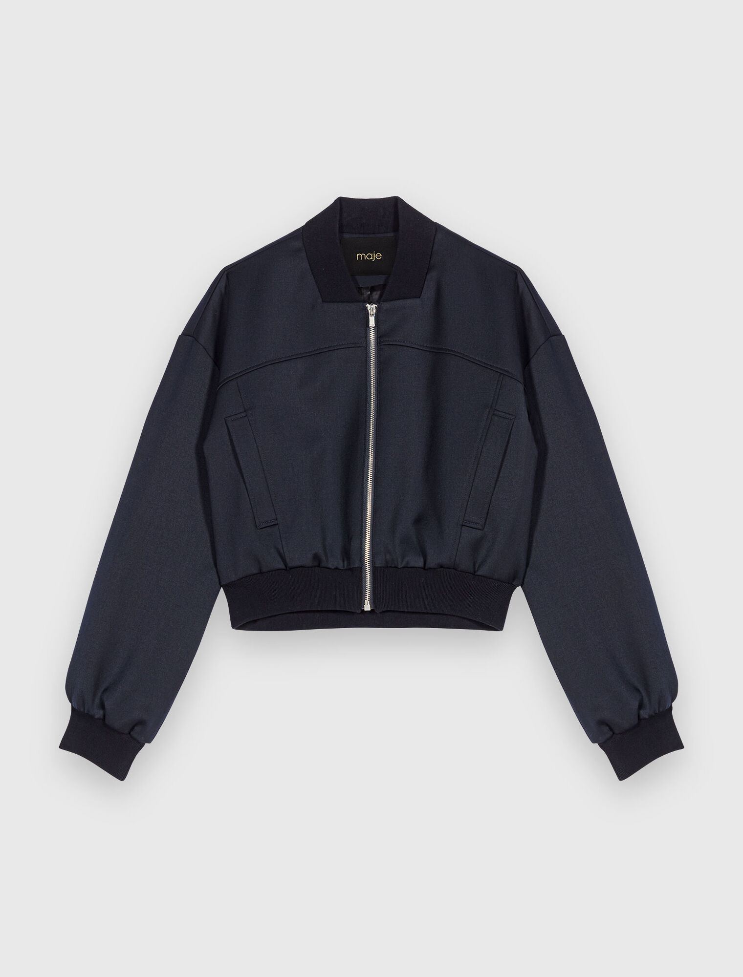 Bomber con zip in lana mista