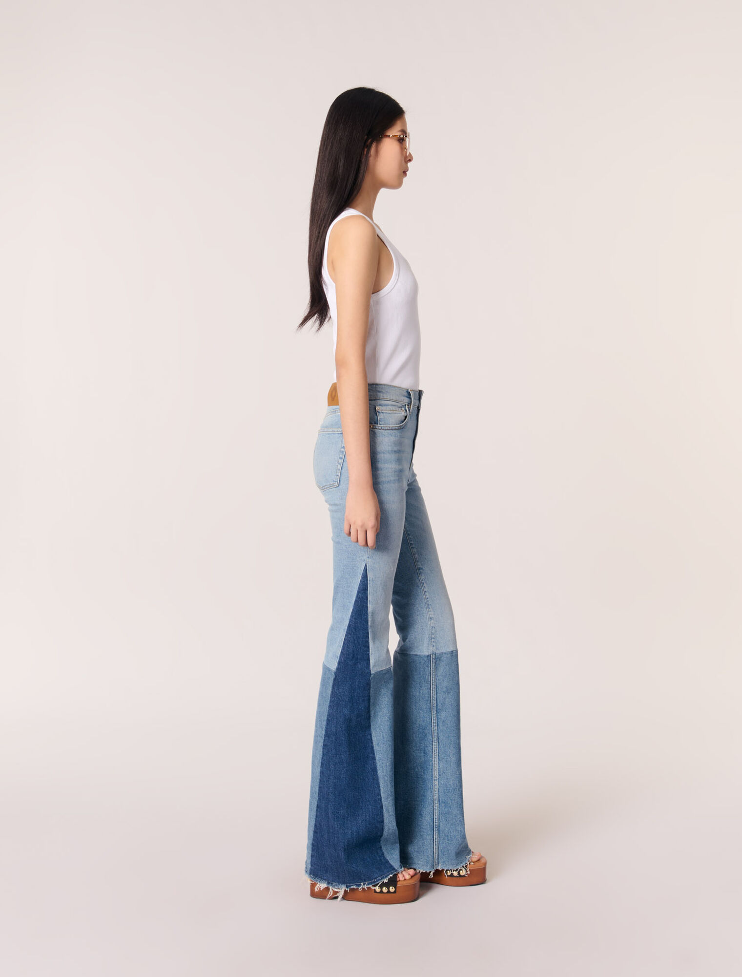 Jeans patchwork tricolore