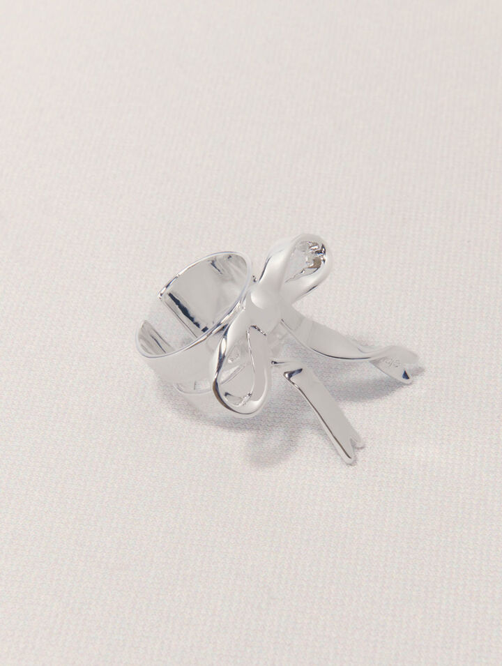 Anello aperto con fiocco argentato