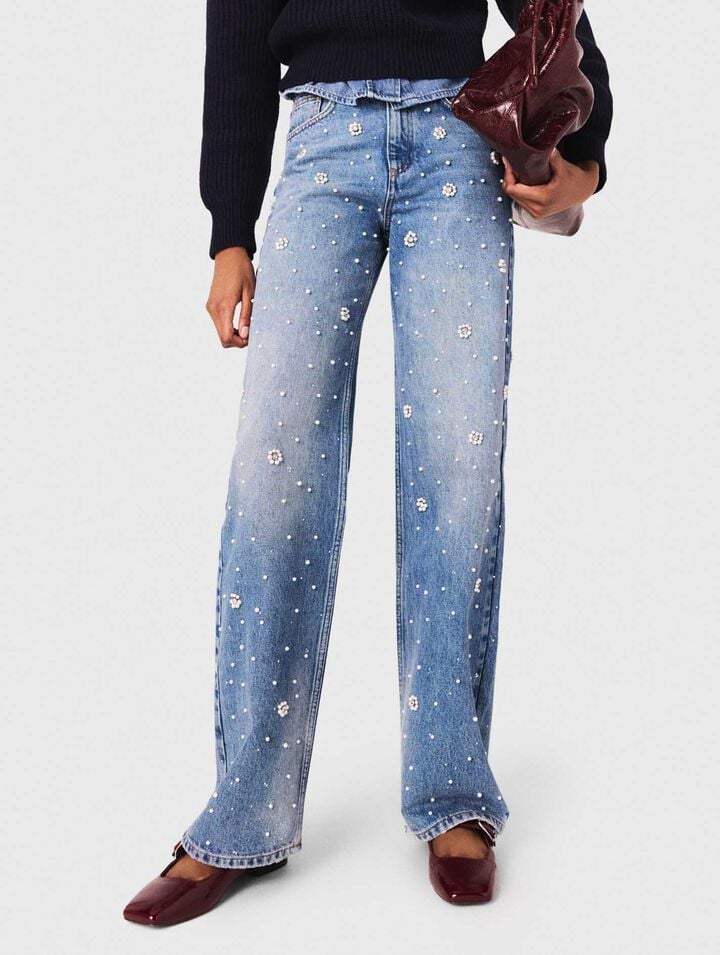 Jeans larghi ricamati