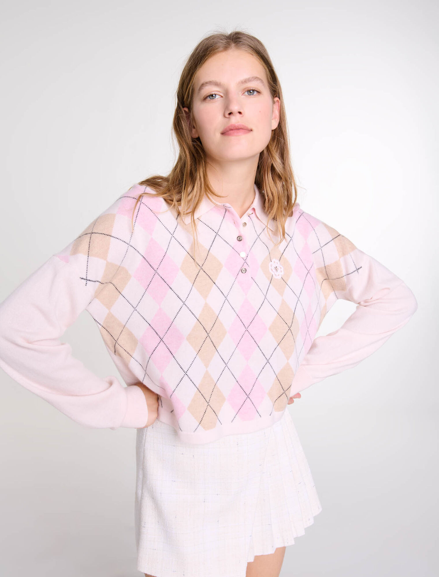 Maglione corto in lana mélange