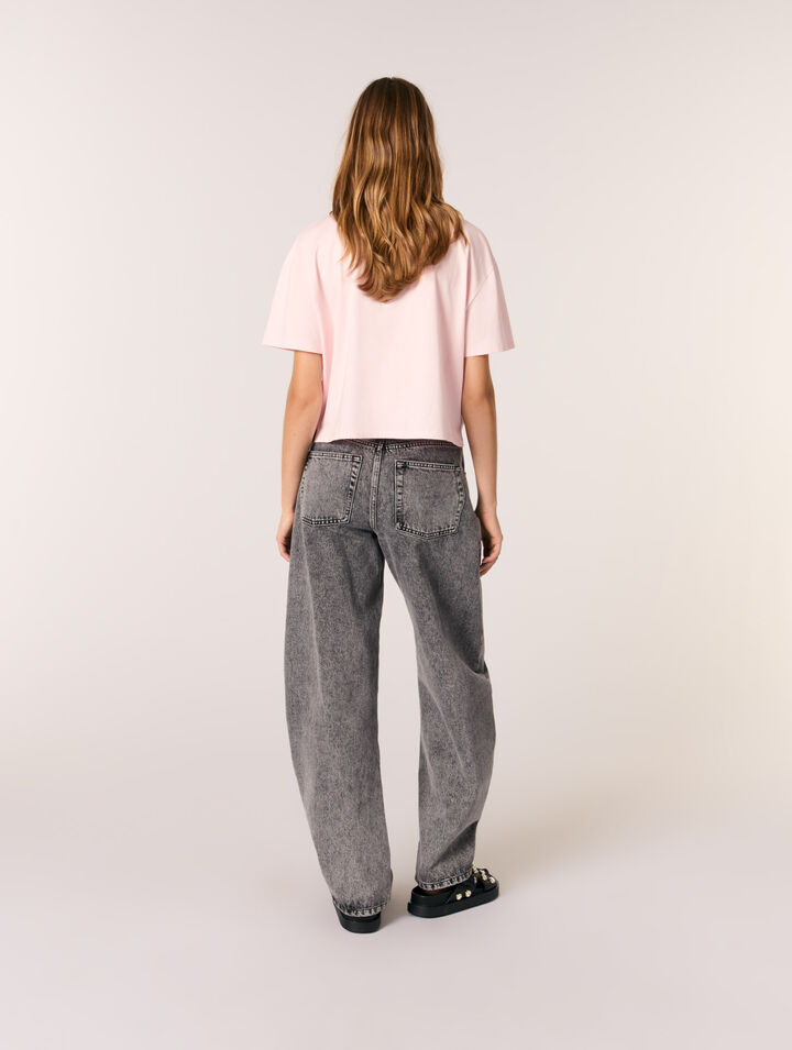 T-shirt corta con scollo gioiello