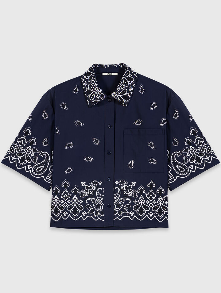 Camicia corta ricamata in taffet&agrave;