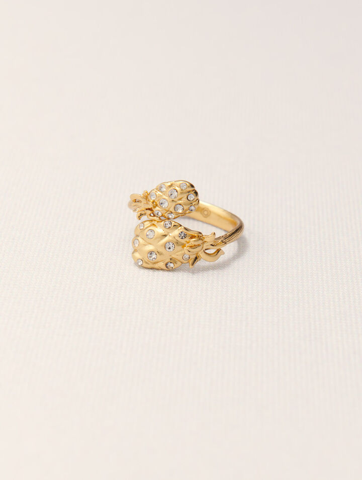 Anello doppio ananas con strass