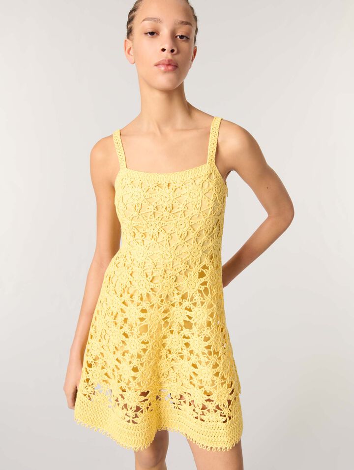 Abito corto con spalline in crochet