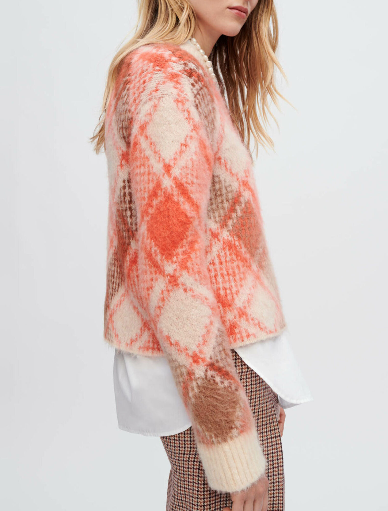Pullover fluffy in jacquard a rombi