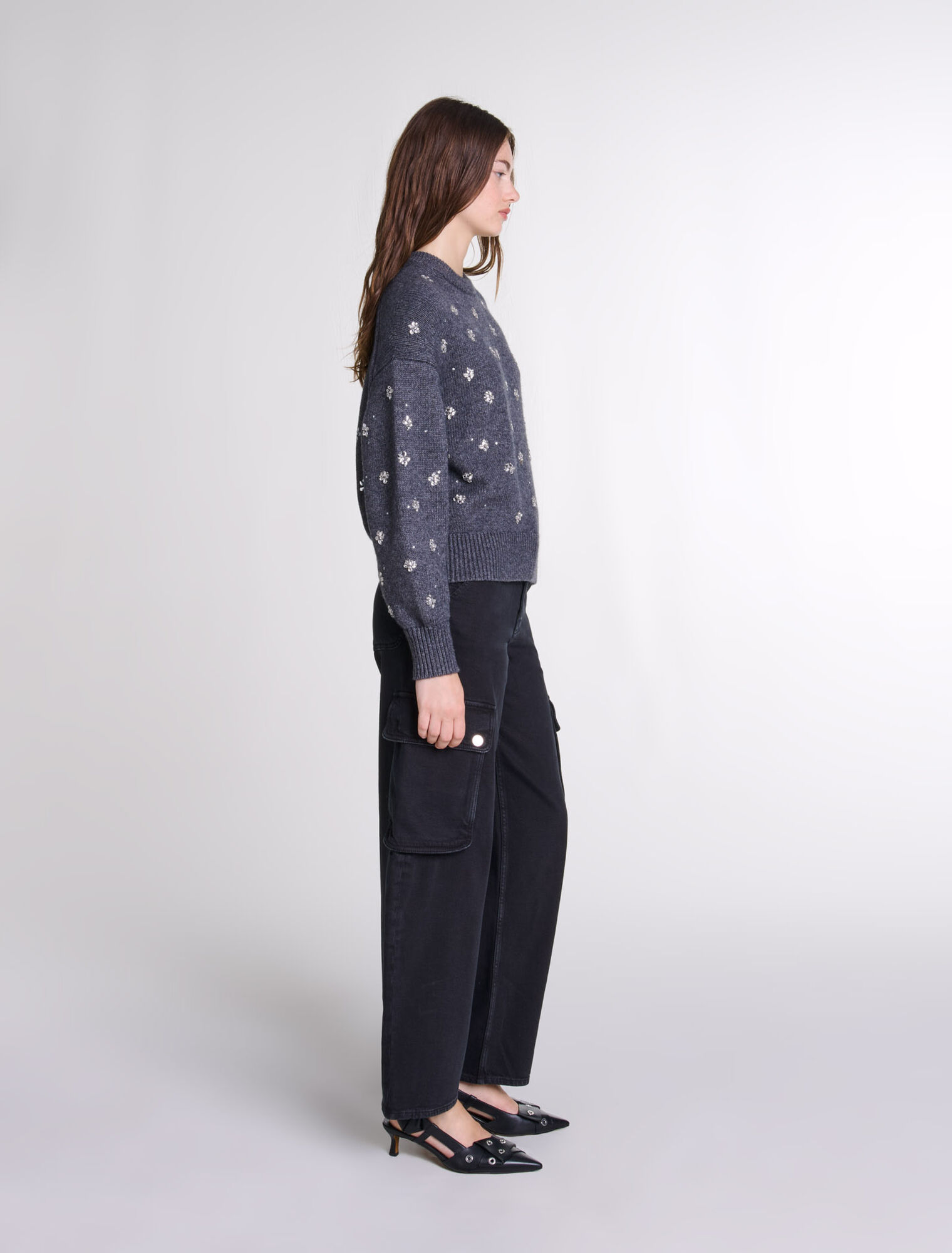 Pullover in maglia a strass