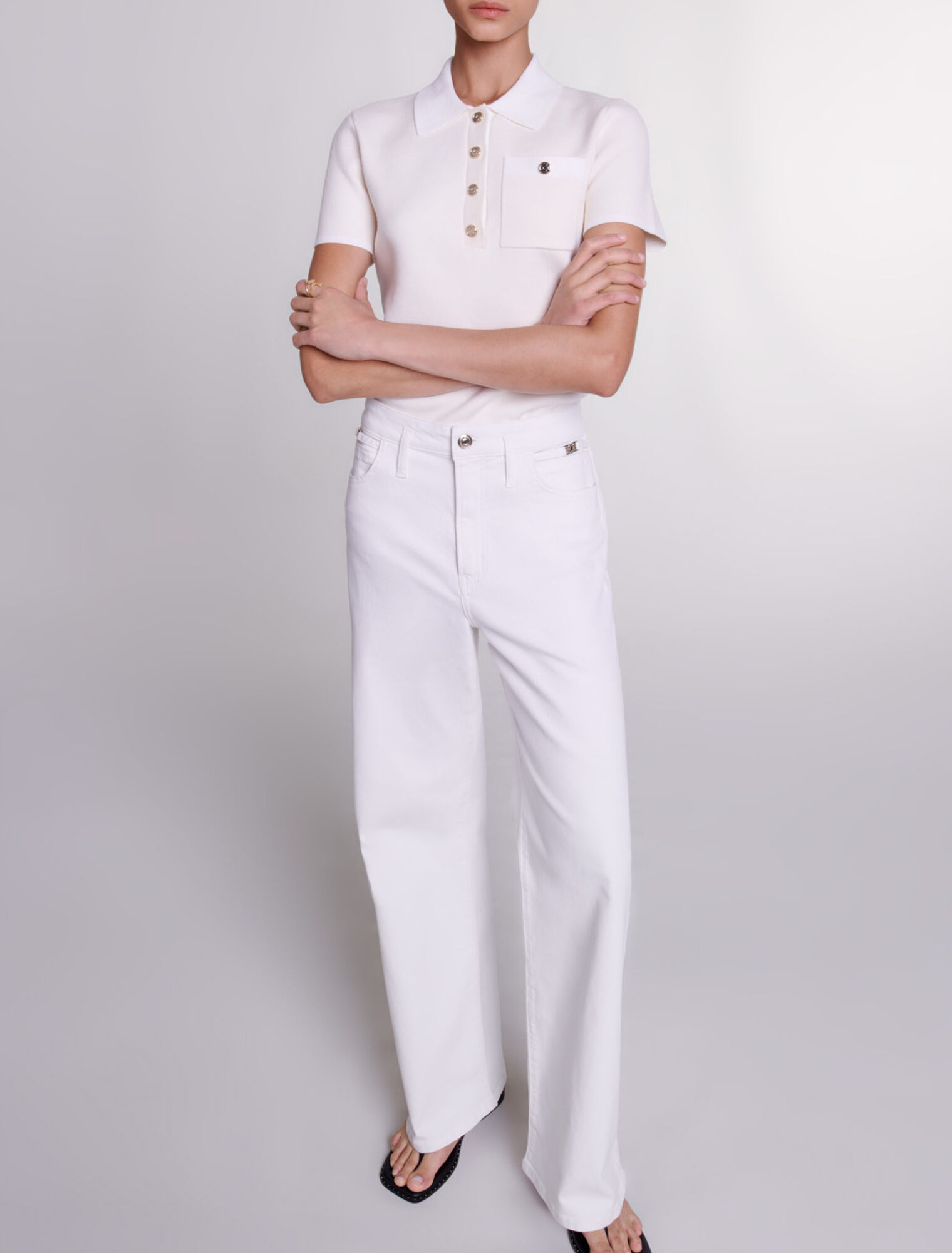 Top in maglia con colletto polo