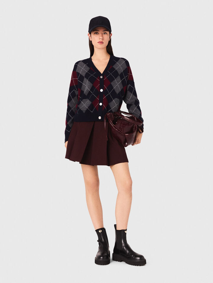 Cardigan corto con motivo argyle