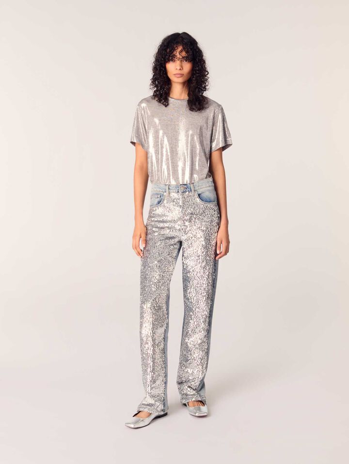 T-shirt in lamé