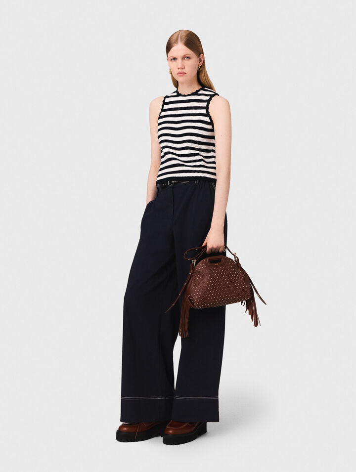 Pantaloni cotone e cintura in pelle