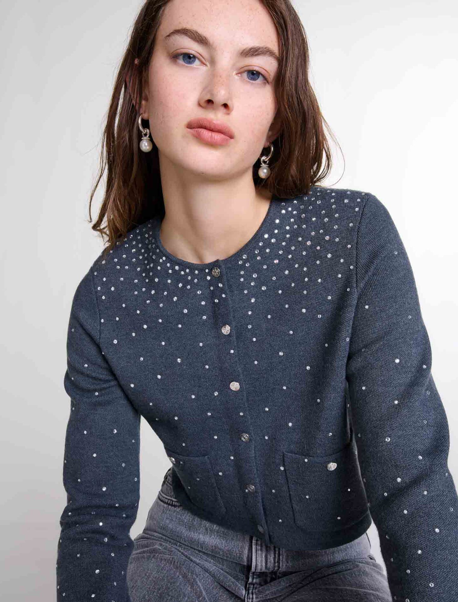 Pullover in maglia a strass