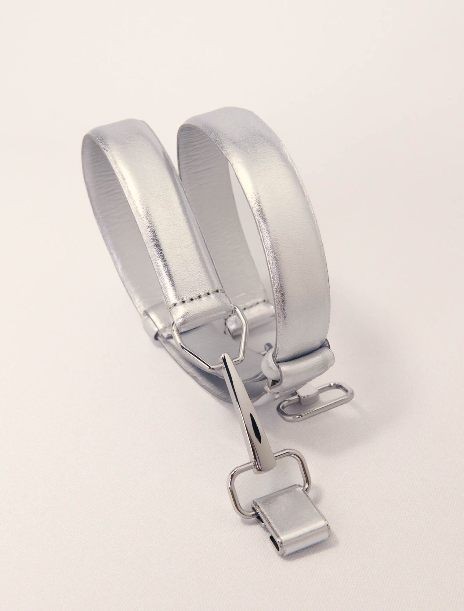 Cintura in pelle metallizzata
