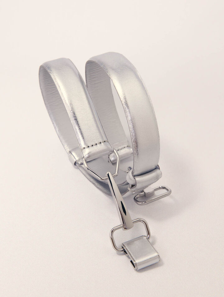 Cintura in pelle metallizzata