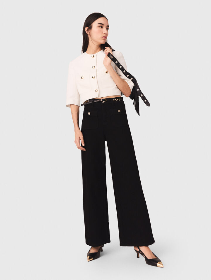 Jeans dritti con tasche applicate