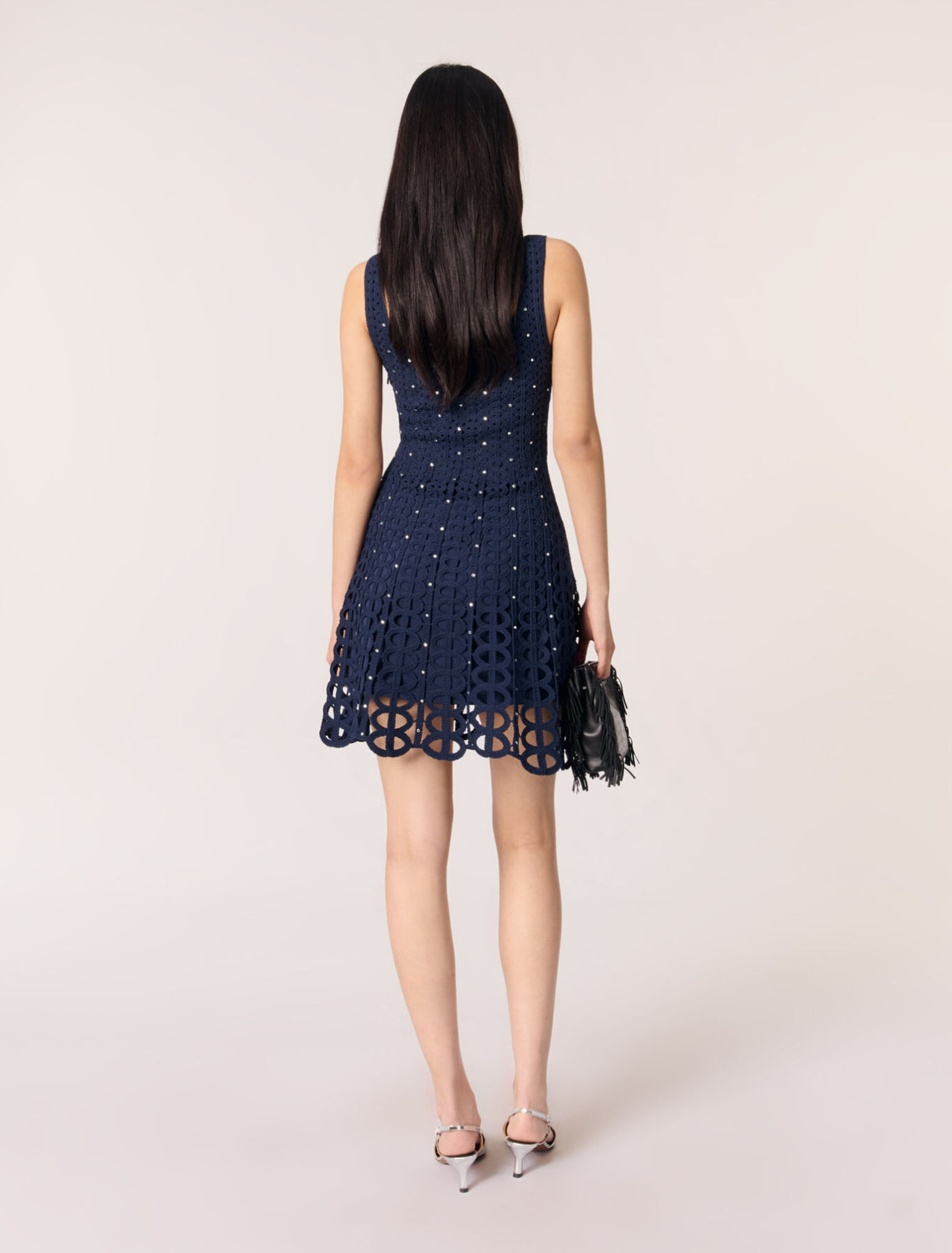 Abito corto in crochet glitterato