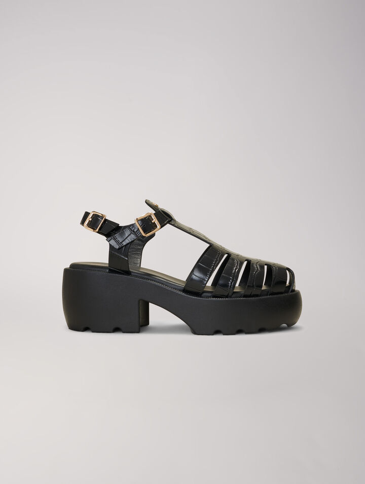 Sandali dentellati in pelle