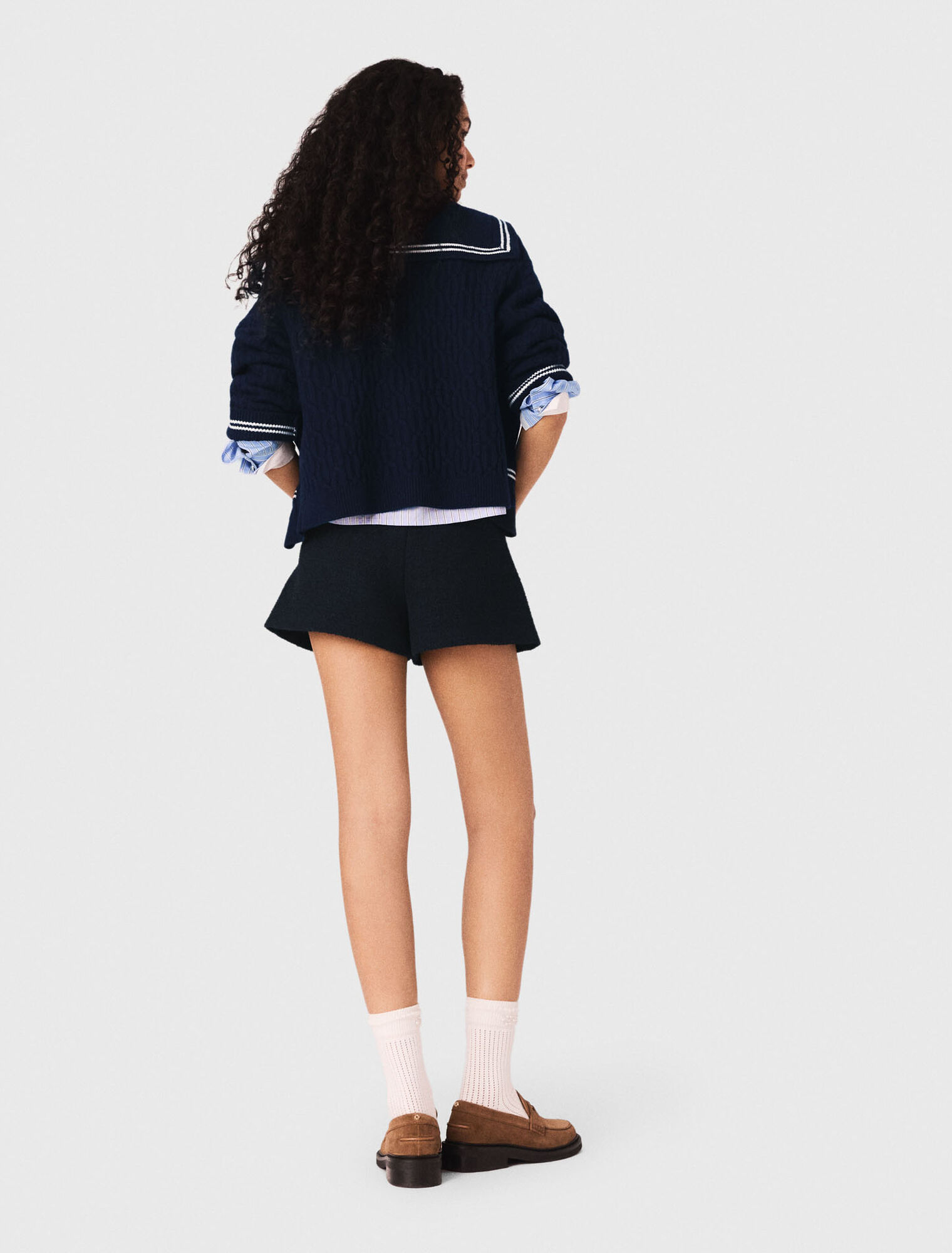 Shorts in tweed e dettagli denim