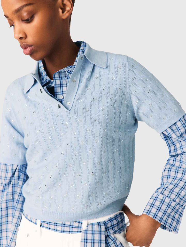 Pull corto strassato davanti