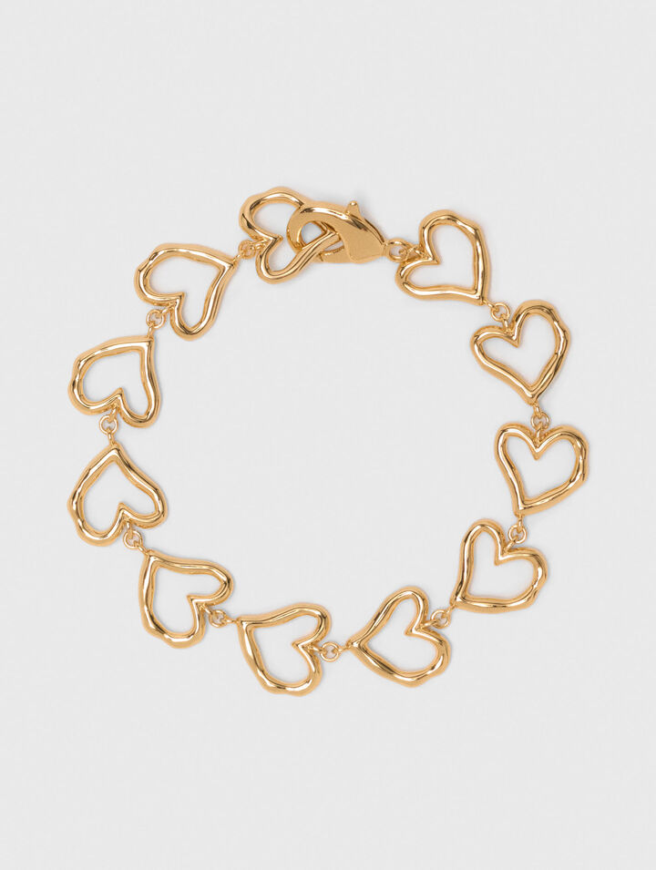 Bracciale cuore in ottone dorato