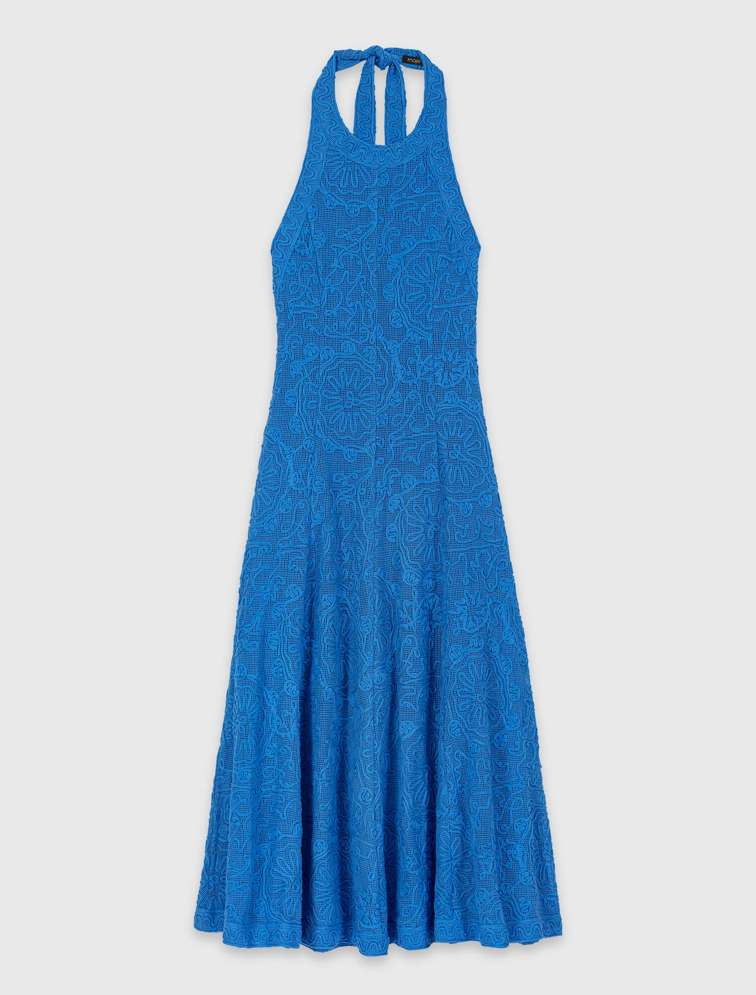 Abito lungo guipure, schiena nuda